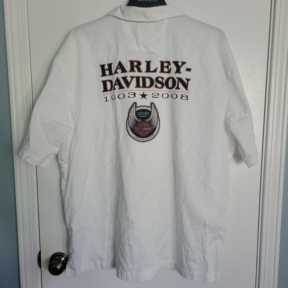 Harley-Davidson Shirt Mens Size XL 1903-2008 105TH Mechanic Motorcycle Vintage - Picture 7 of 9
